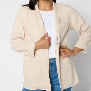 NWT Peace Love World Boheme Relaxed Linen Blend Blazer Grey Moon Size XS